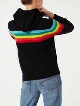Knitted sweatshirt with rainbow intarsia