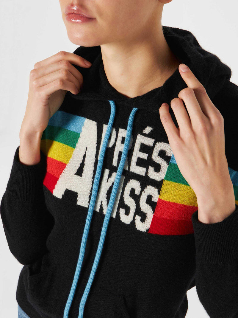 Knitted sweatshirt with rainbow intarsia