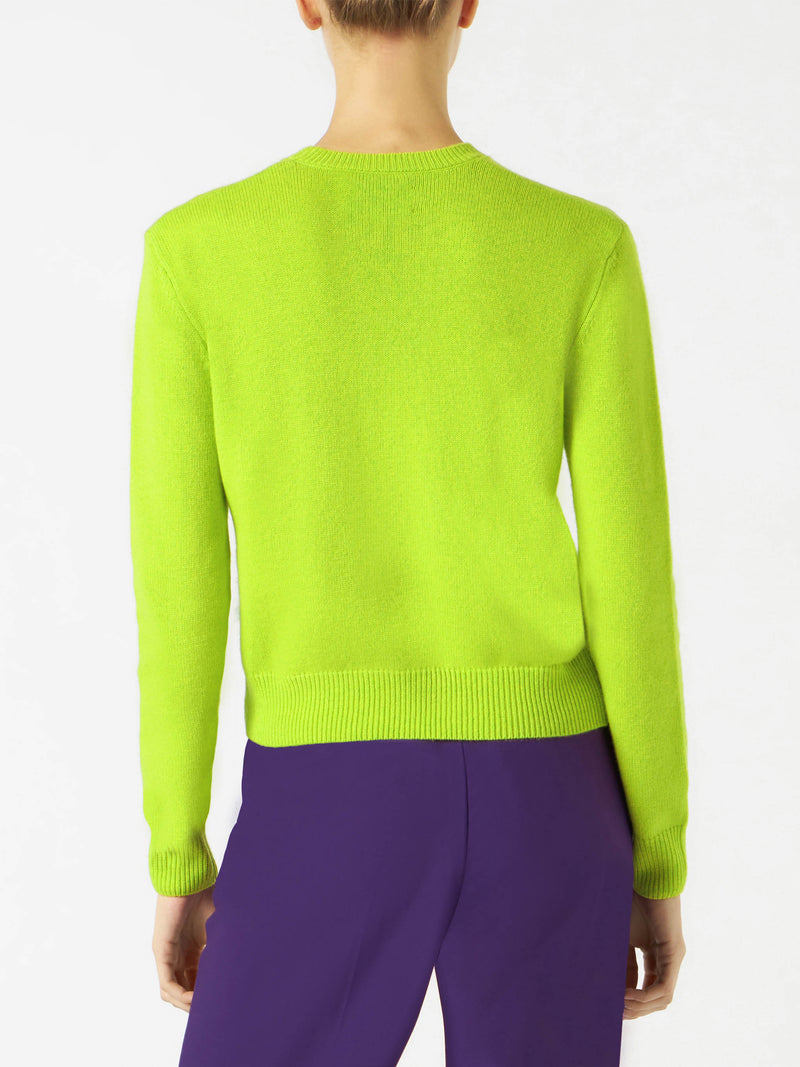 Woman acid green cropped sweater