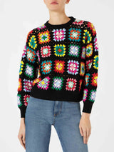 Woman multicolor crochet sweater