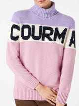 Woman turtleneck sweater with Courma lettering