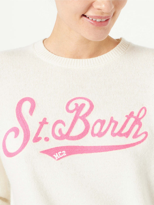 Woman sweater with Saint Barth terry logo
