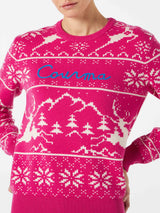 Woman sweater with Norwegian pattern and Courma embroidery