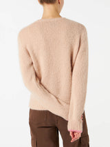 Woman beige brushed sweater with embroidery