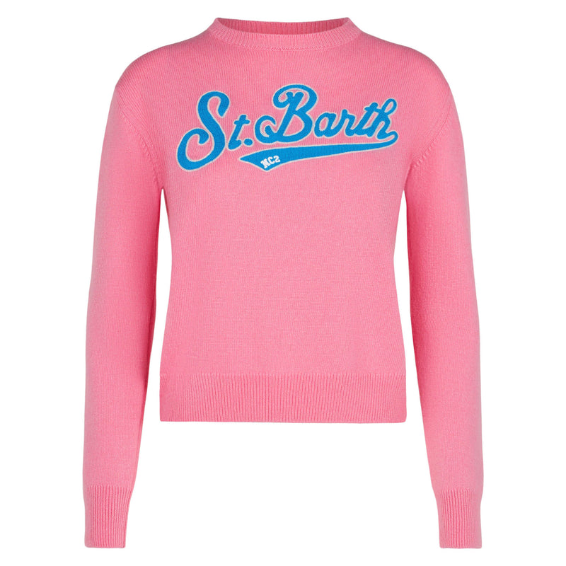 Woman pink cropped sweater