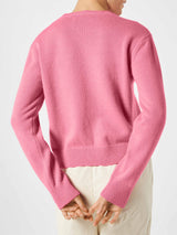 Woman pink cropped sweater