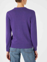 Woman purple sweater Apres Ski queen embroidery