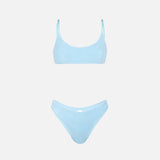 Woman terry light blue bralette bikini
