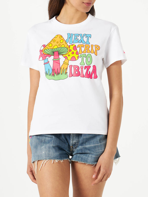 Woman cotton t-shirt with Mushrooms print