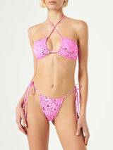 Woman pink bandeau bikini with bandanna print – MC2 Saint Barth
