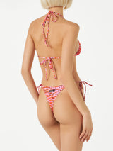 Woman triangle bikini with zebra bandanna print