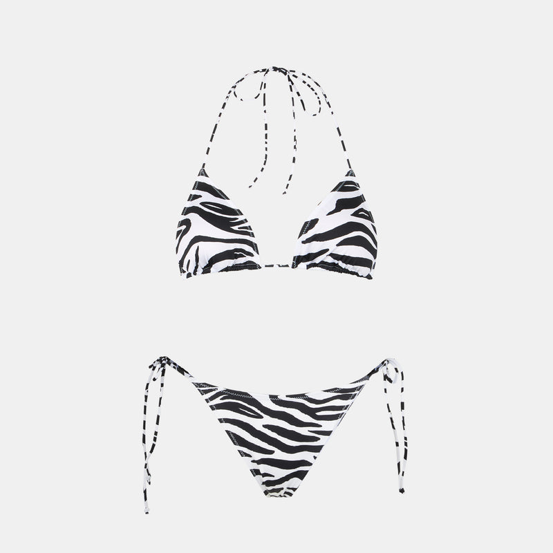 Bikini da donna a triangolo con stampa zebrata